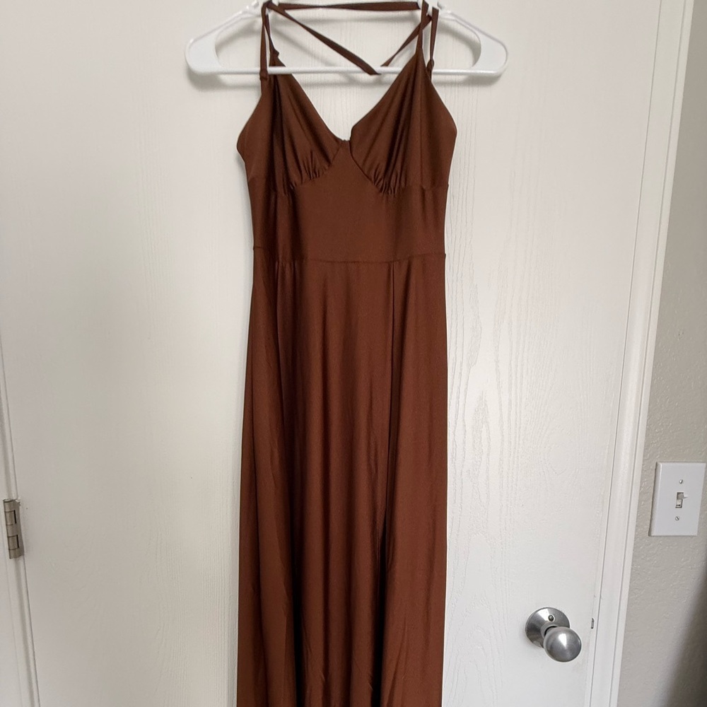 SHEIN Strapless Brown Maxi Dress